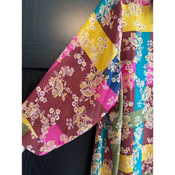 Rose + Olive Women's Button Up Collared Dressy Floral Blouse 2X Boho 3/4 Sleeves - Picture 5 of 11